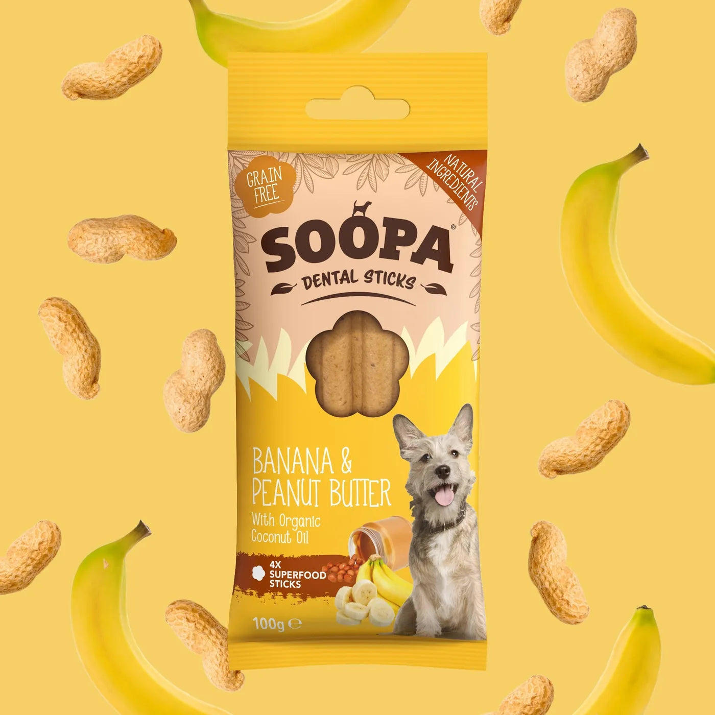 Soopa Banana & Peanut Butter Dog Dental Sticks – 100g additional product information
