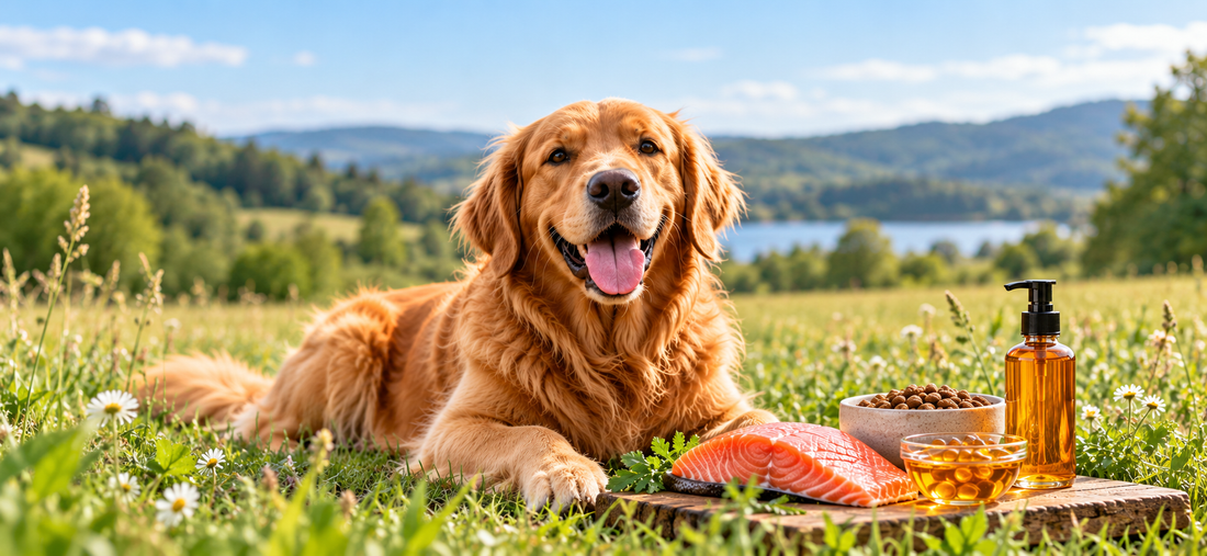 Golden retriever with salmon and fish oil for a guide to salmon oil and omega-3 for dogs