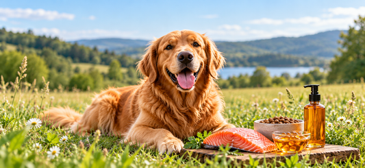 Golden retriever with salmon and fish oil for a guide to salmon oil and omega-3 for dogs
