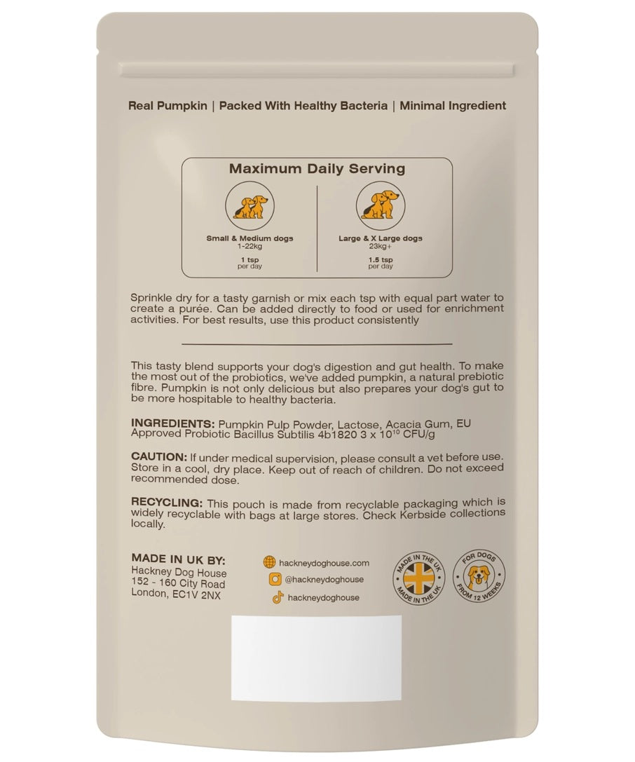 Hackney Dog House - Pumpkin & Probiotics (225g)