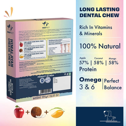 Pawfect Himalayan Cheese Chews with Apple, Mango & Coconut For Dogs - All Natural Dental Sticks