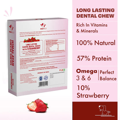 Pawfect Himalayan Cheese Chews with Strawberry For Dogs - All Natural Dental Sticks