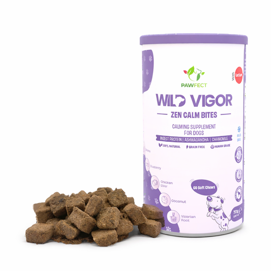 Pawfect Wild Vigor Zen Calm Bites - Natural Calming Supplement For Dogs - Enriched with Insect Protein, Chamomile, Valerian Root, Ashwagandha & Choline - 70g