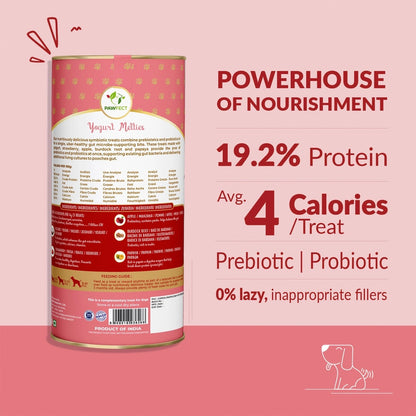 Pawfect Yogurt Melties Pre and Probiotic Dog Treats with Strawberry, Apple, Papaya & Burdock Root - 38g