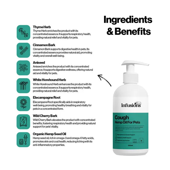 Infusions Cough Hemp Oil For Pets (300ml) – product image 4 – pet recovery supplement