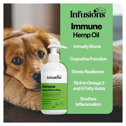 Infusions Immune Hemp Oil For Pets (300ml) – product image 3 – pet daily wellness supplement