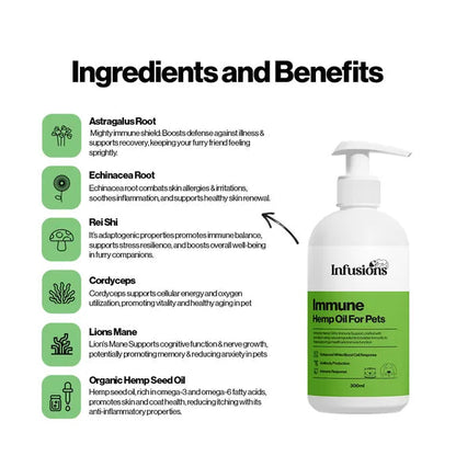 Infusions Immune Hemp Oil For Pets (300ml) – product image 4 – pet daily wellness supplement