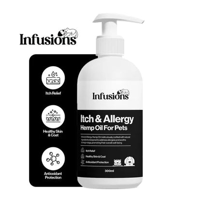 Infusions Itch & Allergy Hemp Oil For Pets (300ml) – product image 2 – pet skin & coat supplement