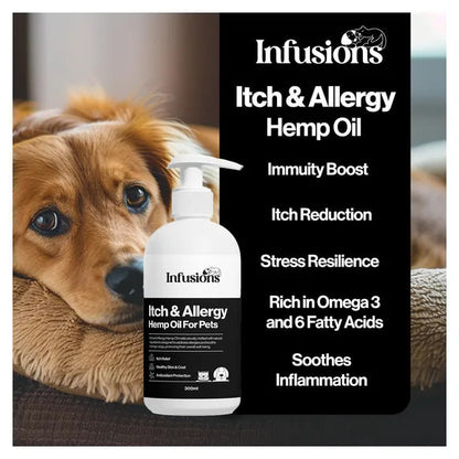 Infusions Itch & Allergy Hemp Oil For Pets (300ml) – product image 3 – pet skin & coat supplement