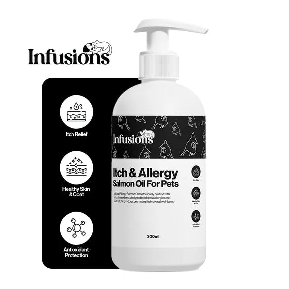 Infusions Itch & Allergy Salmon Oil For Pets (300ml) – product image 2 – pet skin & coat supplement