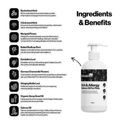 Infusions Itch & Allergy Salmon Oil For Pets (300ml) – product image 4 – pet skin & coat supplement