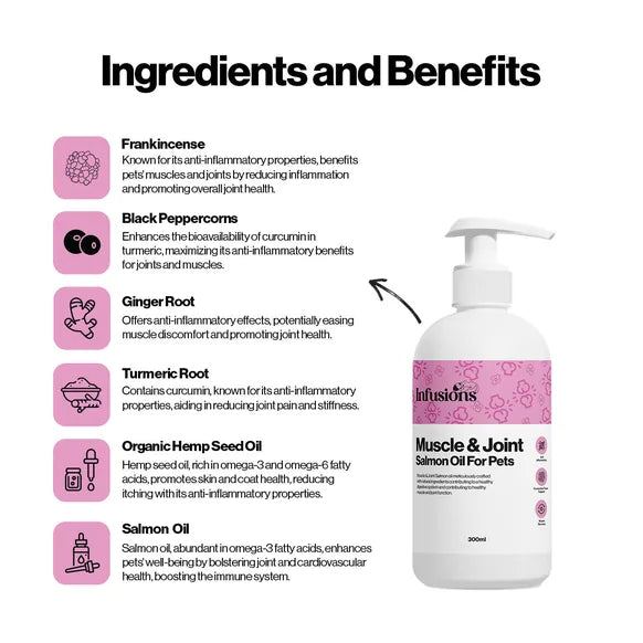 Infusions Muscle & Joint Salmon Oil For Pets (300ml) – product image 4 – pet joint & mobility supplement