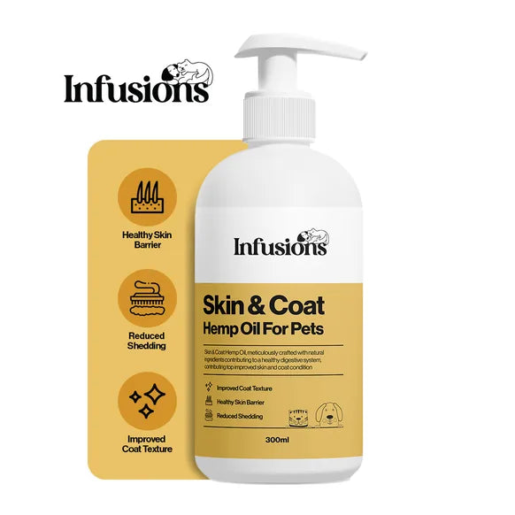 Infusions Skin & Coat Hemp Oil For Pets (300ml) – product image 2 – pet skin & coat supplement