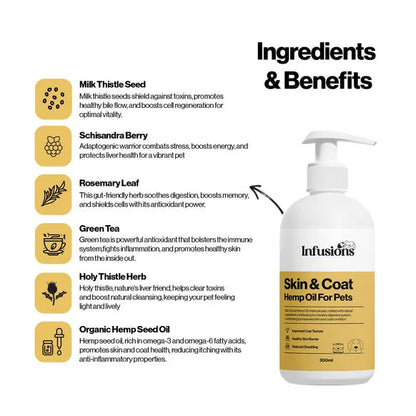 Infusions Skin & Coat Hemp Oil For Pets (300ml) – product image 4 – pet skin & coat supplement