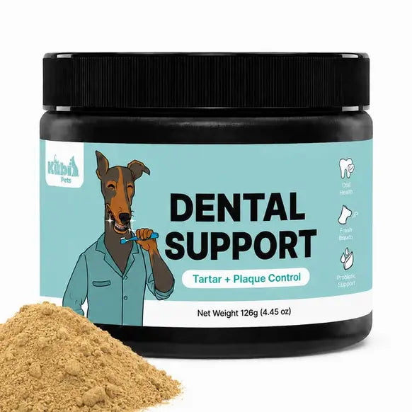 Kubi Pets Kelp & Probiotic Dental Powder for Dogs – 283g product packaging