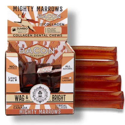 Mighty Marrows Bacon Collagen Dog Chew – Small 50g product packaging