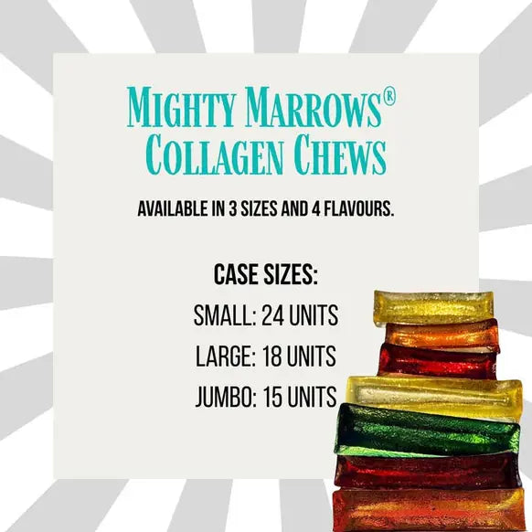 Mighty Marrows Beef Liver Collagen Dog Chew – Small 50g product packaging