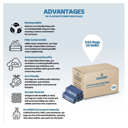 OceanPaws Compostable Dog Poo Bags 540 bags – product image 4 – compostable dog waste bags