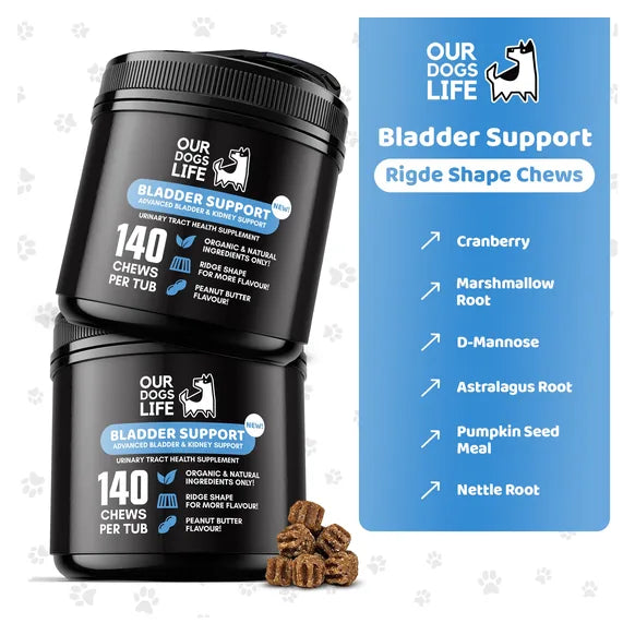 OurDogsLife Bladder Support Chews for Dogs (140 Chews per Tub) – product image 3 – dog first aid & recovery