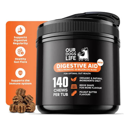OurDogsLife Digestive Chews for Dogs (140 Chews Per Tub) – product image 2 – dog digestive support