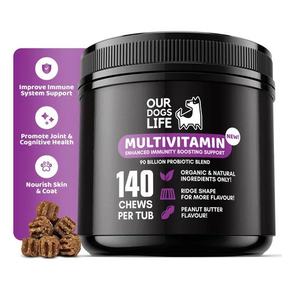 OurDogsLife Dog Multivitamin Chews (140 Chews Per Tub) – product image 2 – dog vitamins & wellness