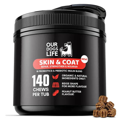 OurDogsLife Dog Skin and Coat Supplement (140 Chews Per Tub) – Default Title – dog skin & coat care