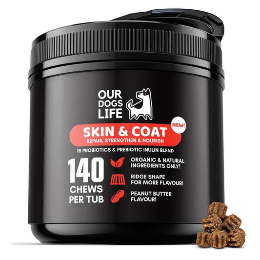 OurDogsLife Dog Skin and Coat Supplement (140 Chews Per Tub) – Default Title – dog skin & coat care
