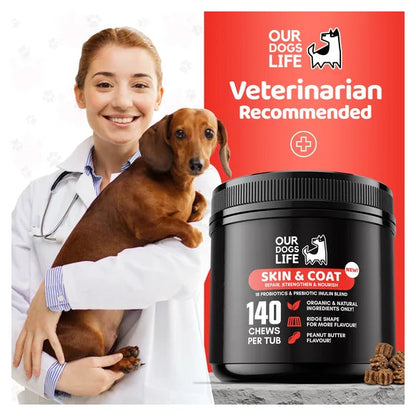 OurDogsLife Dog Skin and Coat Supplement (140 Chews Per Tub) – product image 8 – dog skin & coat care