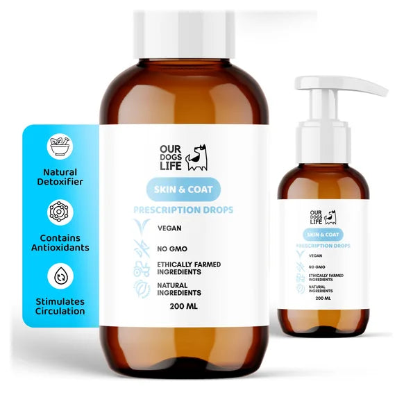 OurDogsLife Dog Skin & Coat Supplement (200ml) – product image 2 – dog skin & coat care