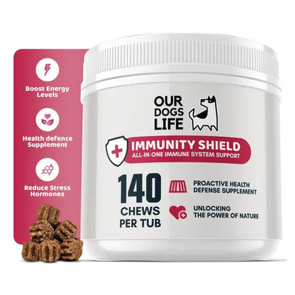 OurDogsLife Immunity Shield Chews (140 Chews Per Tub) – product image 2 – dog vitamins & wellness