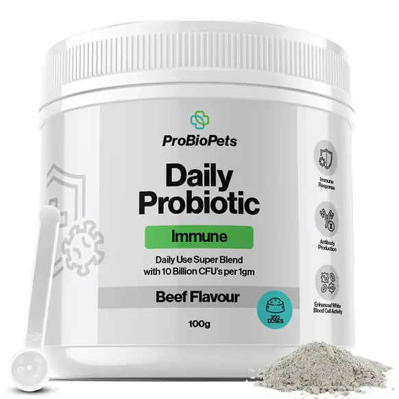ProBioPets Immune Support Probiotic Powder for Dogs and Cats 100g natural dog digestive and gut health supplement