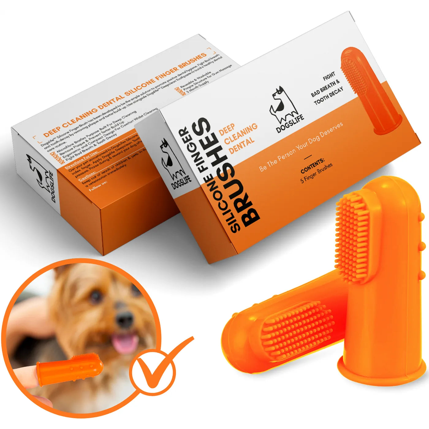 Reusable Silicone Dog Finger Toothbrushes – 5 Pack product packaging