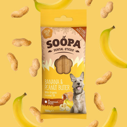 Soopa Banana & Peanut Butter Dog Dental Sticks – 100g additional product information
