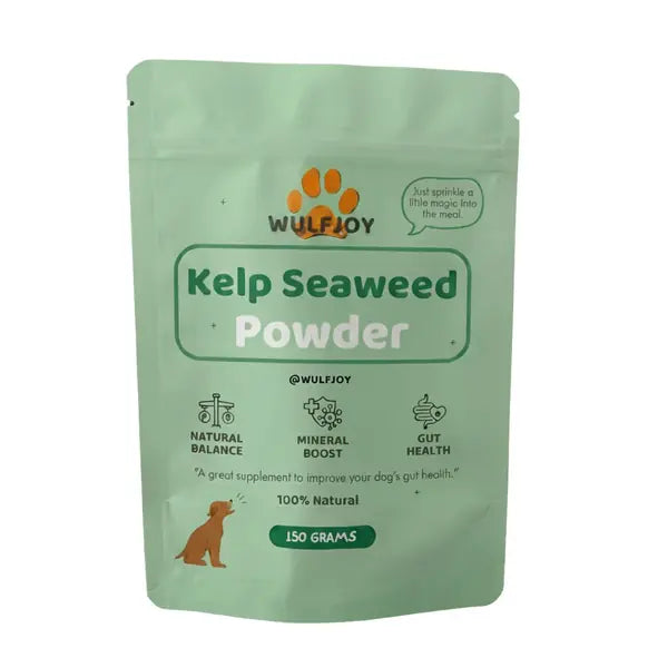 WulfJoy Organic Seaweed Kelp Powder for Dogs – Digestive & Dental Support 150g natural dog digestive and gut health supplement