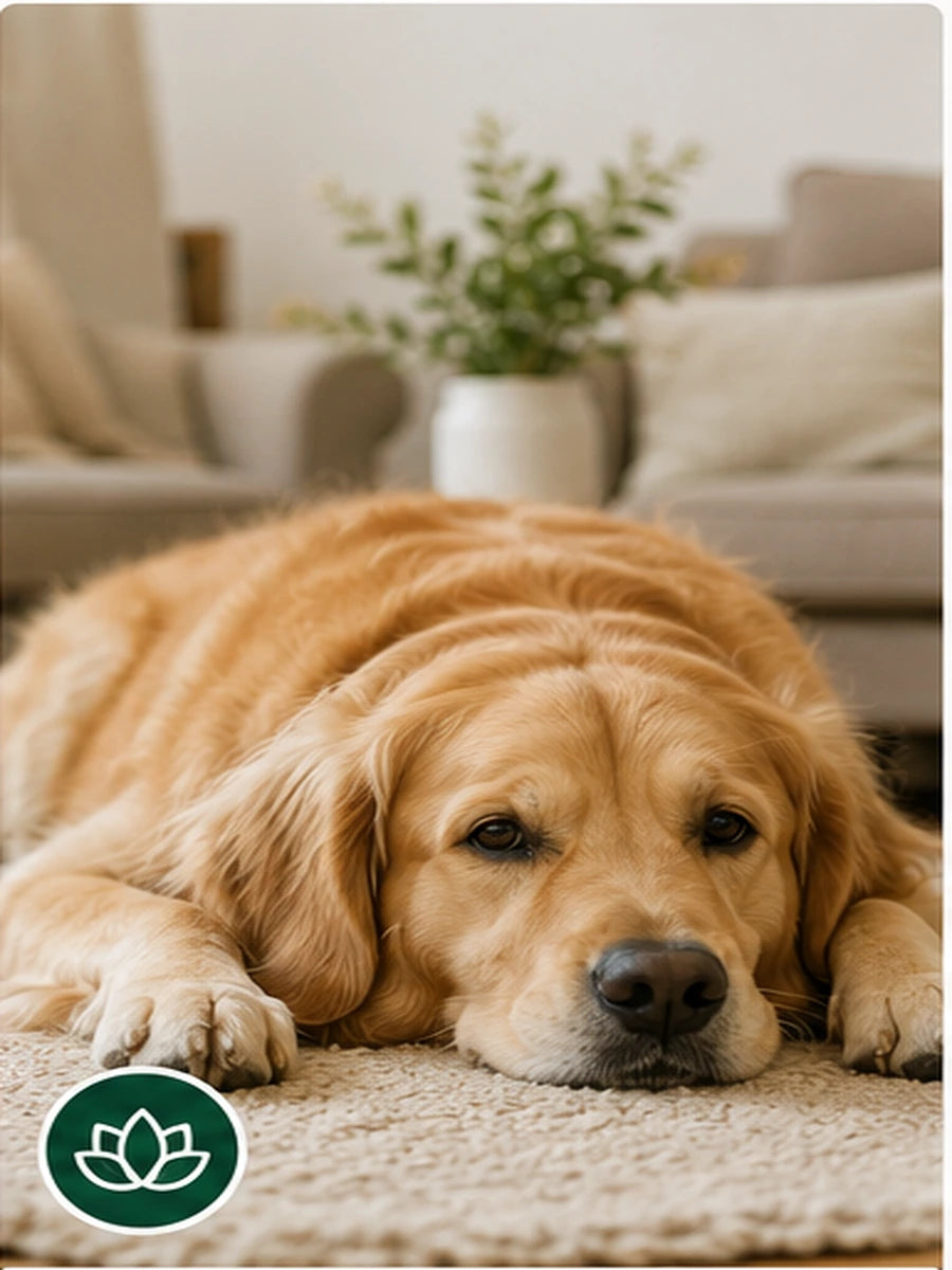 Relaxed dog representing calming support